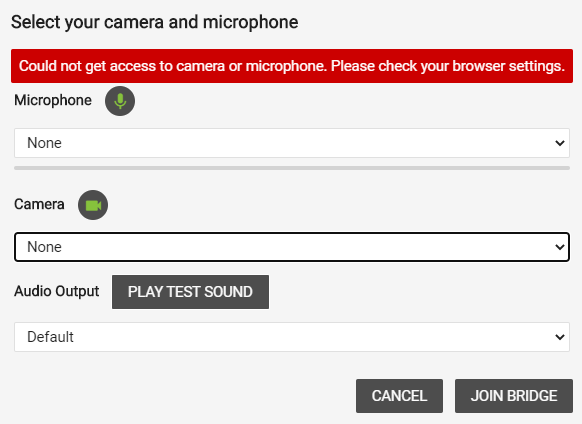 Check browser settings error message